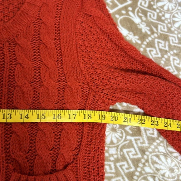Forever 21 I LOVE H81 Cardigan Womens large Red Cropped Cable Knit  3/4 Sleeves - Picture 5 of 7